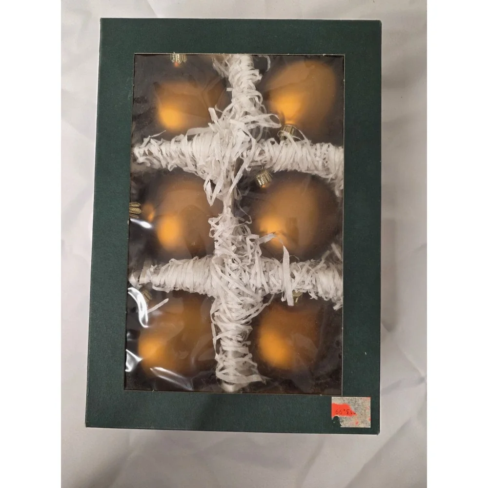 6 Glass Christmas Ornaments Natural Spirit Of Winter Smith & Hawken Germany NIB